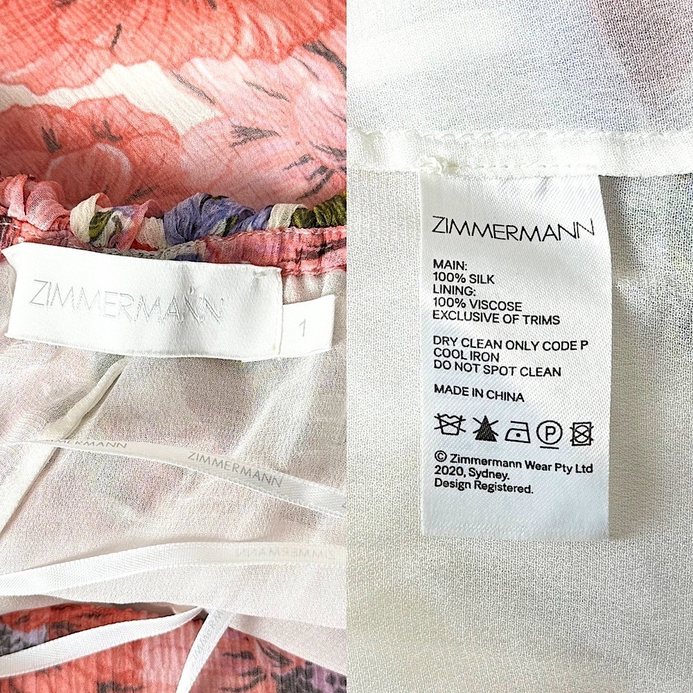 ZIMMERMANN Silk Floral Print Sleeveless Empire Waist Tie Back Lovestruck Dress M - Picture 15 of 16